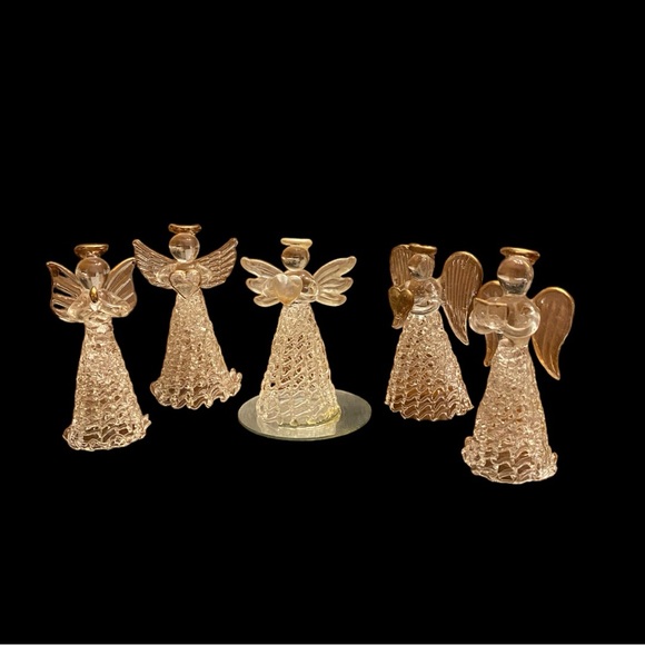 Set of 5 spun glass angels - Picture 7 of 8